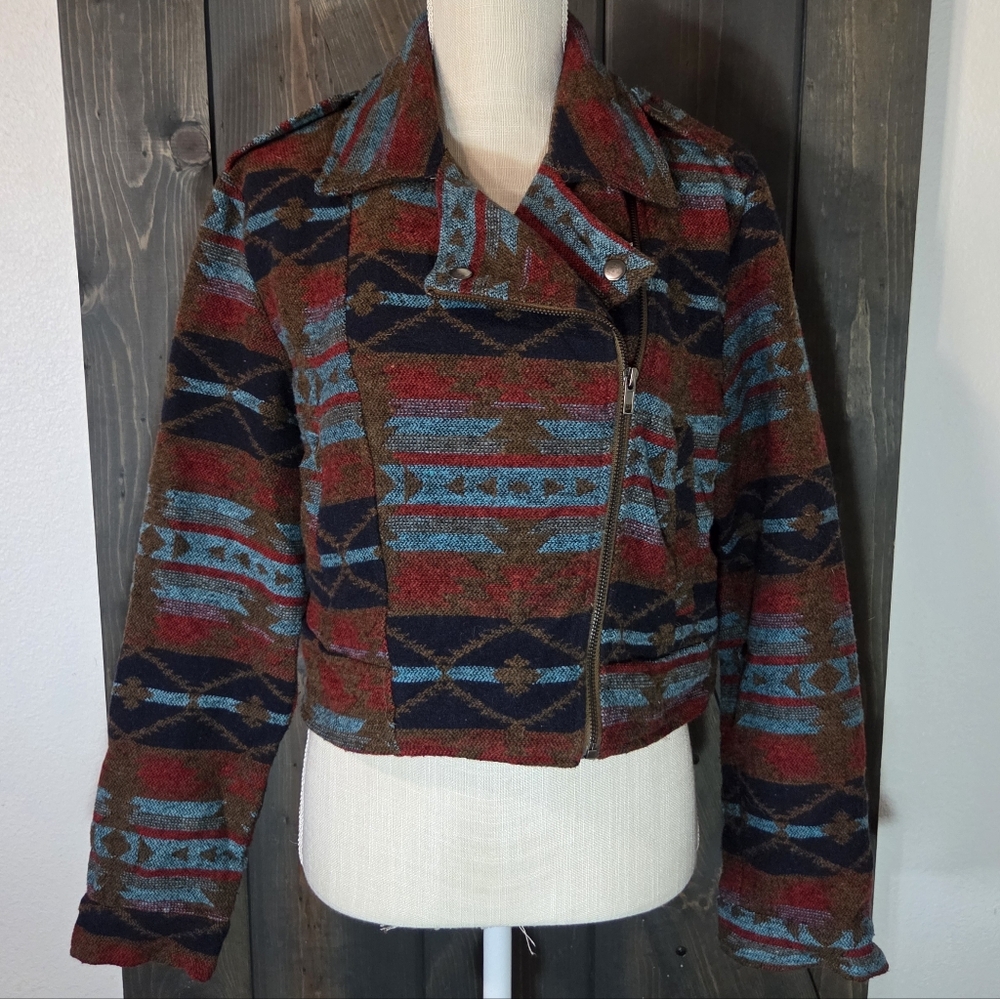 Blue B Southwestern Aztec Cropped Jacket Women's Large